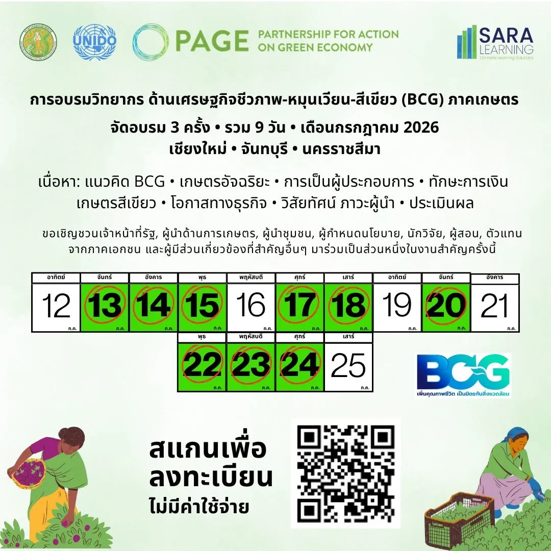 📢 ข่าวฝากประชาสัมพันธ์ โครงการอบรมดีๆ โดยองค์การพัฒนาอุตสาหกรรมแห่งสหประชาชาติ ร่วมกับ กระทรวงเกษตรและสหกรณ์ ค่ะ🌿
